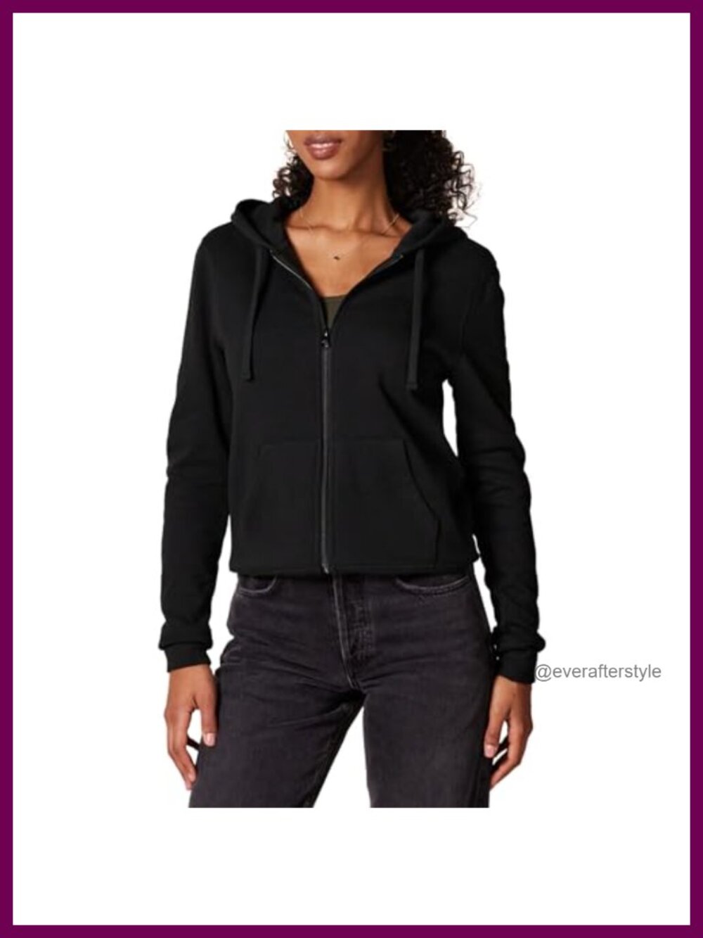 Women's Midweight Fleece Full-Zip Hoodie Drawstring Plus Size